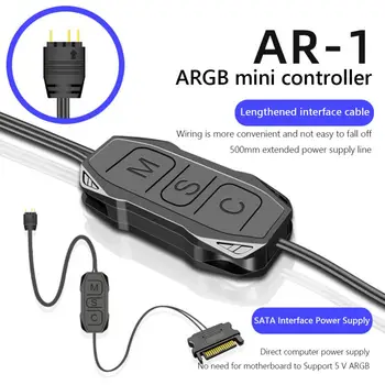 ARGB Valdytojas ilgiklis 5V 3-pin SATA Maitinimo Mini RGB Valdiklis Važiuoklės Gerbėjai/LED Šviesos Juostelės/apšvietimo Plokštės