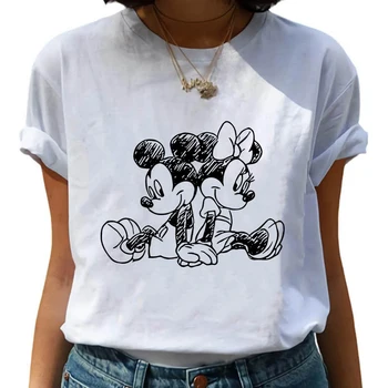 Disney Mickey Minnie Paprasta Spausdinti Moterų Drabužių Nemokamas Pristatymas 2023 Mados Vasaros Harajuku T-shirts High Street Moteris, Palaidinukės